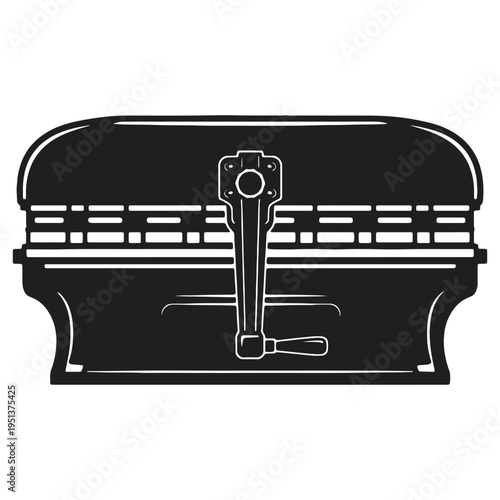 Simple flat design car seat belt buckle icon isolated with safety latch and release button illustration