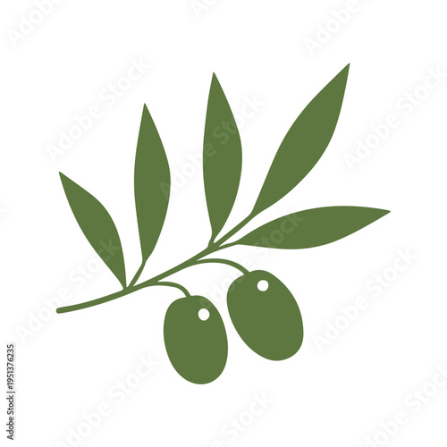 Modern Geometric Olive Branch Organic Logo Design
