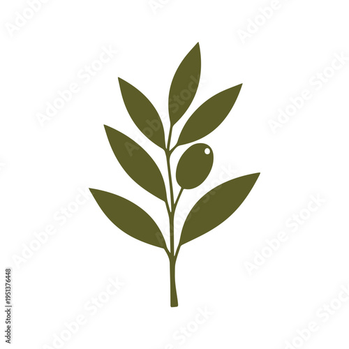 Monoline Olive Branch Organic Logo Minimal Design