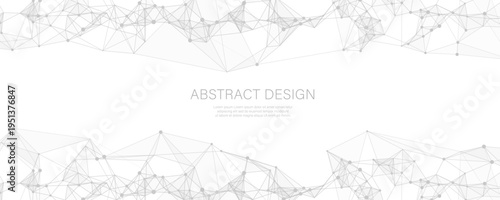 Dense panoramic plexus chaos mesh with numerous nodes, lines and polygon facets on black, perfect for sci fi interfaces, data streams and immersive tech visuals.