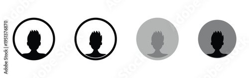  Black vector isolated avatar set on white background. Hand drawn vector avatar on isolated page. Vector man and women avatar silhouette set on white page. EPS 10. 