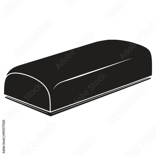 Stylized black silhouette illustration of a loaf of bread with a rounded crust and white outline details isolated on a clean white background depicting a simple baked good