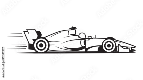 Open wheel race car vector, dynamic line art racing vehicle, high speed motorsport illustration, clean outline design, modern automotive graphic
