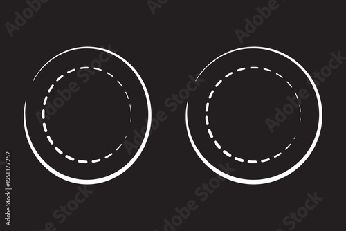 Modern Circular Progress Indicator Icons with Dashed Inner Ring. Set of minimalist circular progress icons featuring a solid outer arc and a dashed inner ring, displayed on a dark.