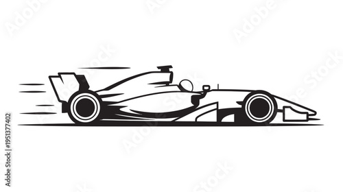 Open wheel race car vector, dynamic line art high speed racing vehicle illustration, sleek motorsport design, minimal outline style, isolated graphic