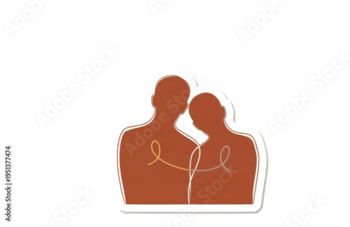 Back to Back Human Connection Silhouette, Emotional Bond Vector Sticker, Minimalist Connectioneering Trend Illustration