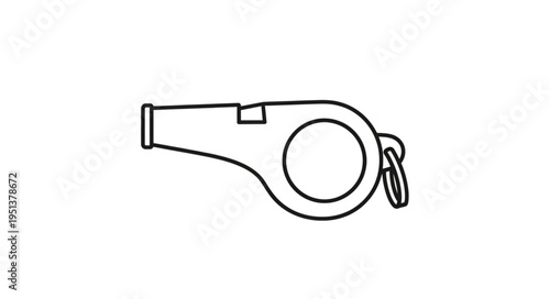 Simple Line Drawing of a Sports Whistle.