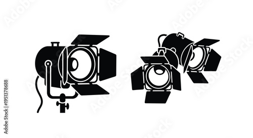Two stage spotlights depicted in a striking black silhouette