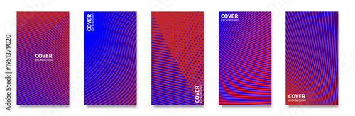 Colorful Gradient Cover Backgrounds Set - Abstract Geometric Line and Dot Pattern Templates