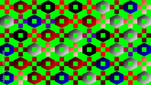 Vibrant Geometric Pattern with Octagons and Squares