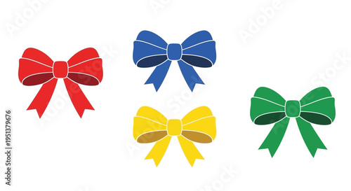 Colorful bows arranged in a row a striking visual silhouette