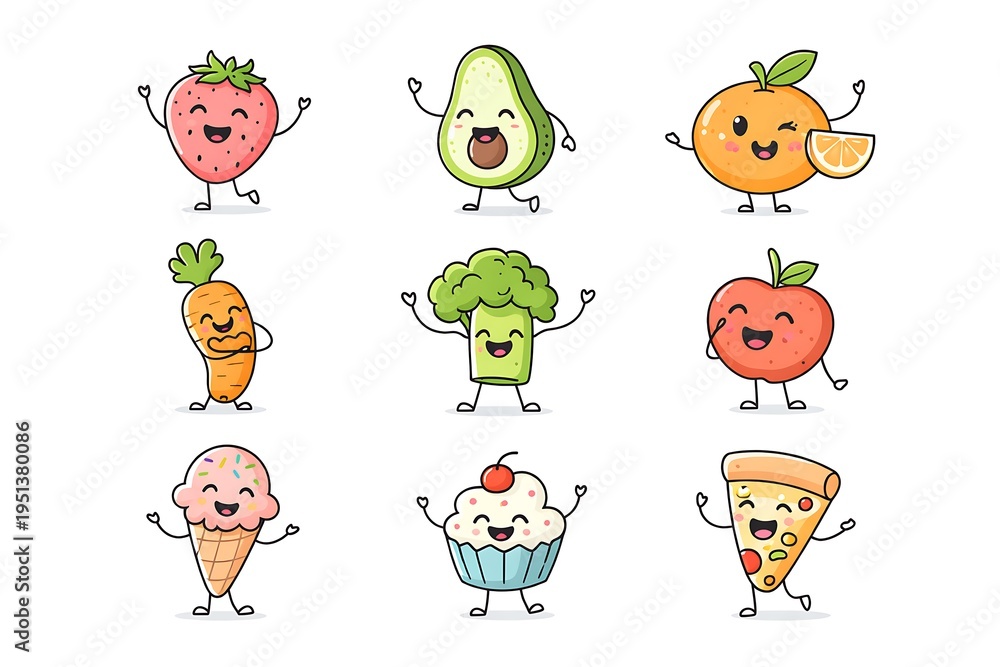 Obraz premium funny cartoon vegetables sets.