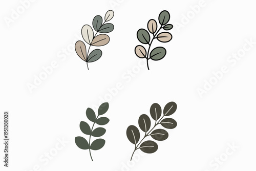 single eucalyptus leaf stem