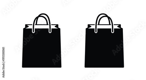 Two black shopping bags are displayed against a plain white background silhouette
