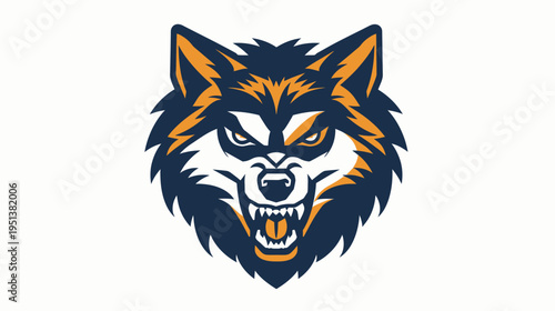Stylized wolf head illustration aggressive expression and bold design