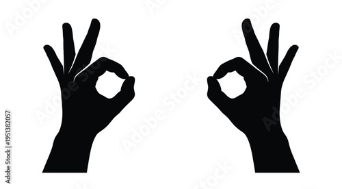 Two hands making the ok gesture a striking black shape silhouette