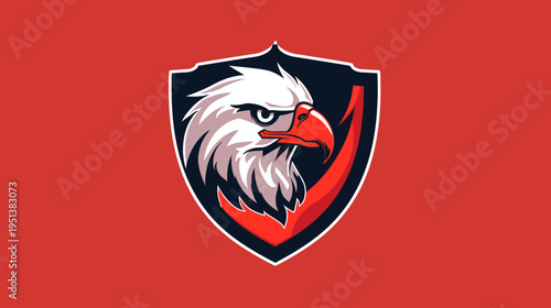 Eagle head mascot emblem on red background vector illustration