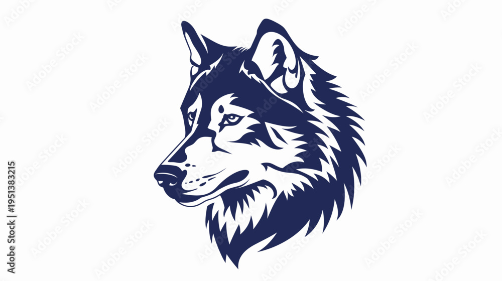 Obraz premium Stylized wolf head illustration against white background for graphic design