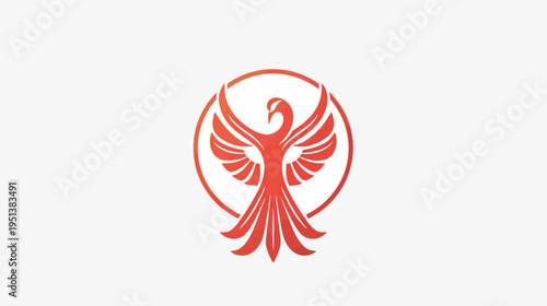 Stylized phoenix logo on white background represents freedom rise and rebirth