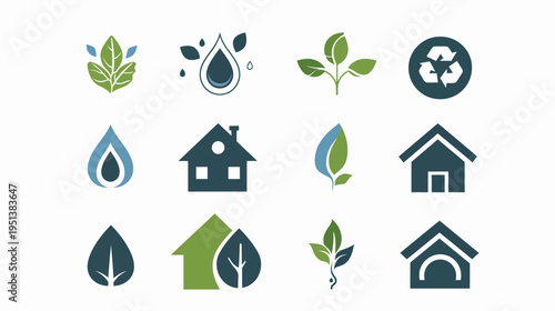 Eco friendly icons collection for environmental sustainability and conservation