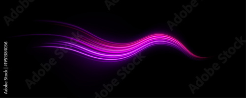 Neon multicolor speed trail with glowing streaks, dynamic flow and intense bright glow vector