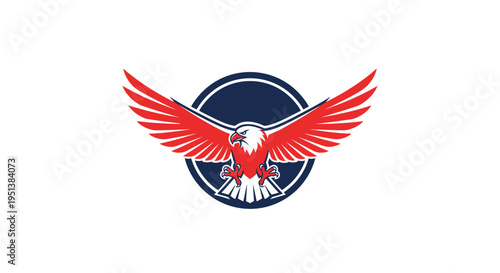Soaring eagle emblem vector illustration of a patriotic bird design
