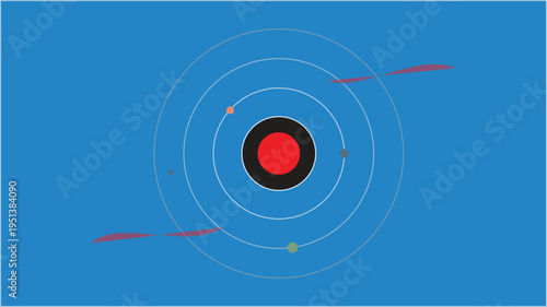 Minimalist Solar System Model with Planets Orbiting a Central Star in Abstract Blue Space