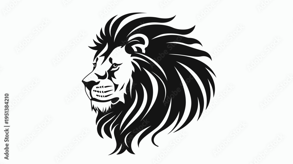 Obraz premium Stylized lion head silhouette against white background vector illustration