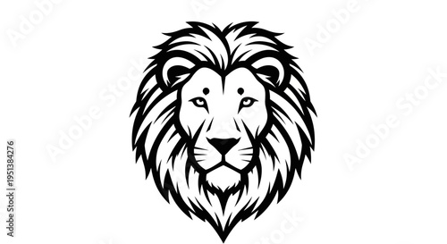 Lion head icon graphic in black and white isolated on white background
