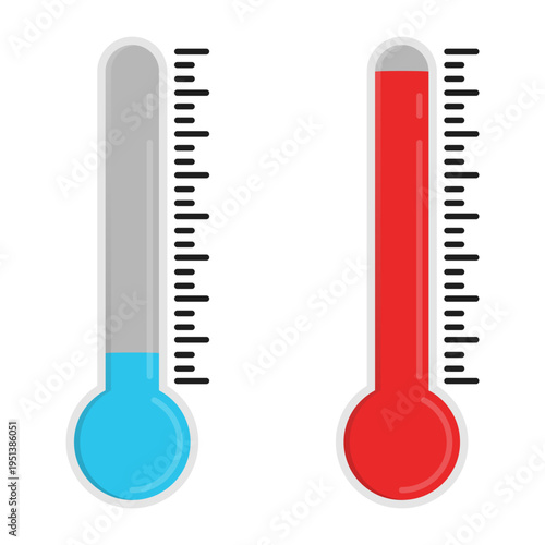 Thermometer icon set Visualize Temperature Levels Ranging from Cold Blue to Red Hot vector illustration