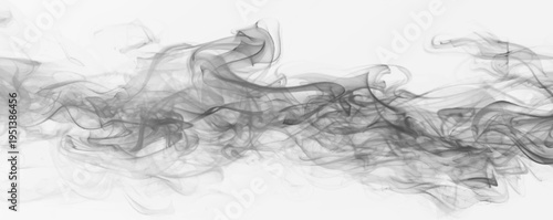 Thin grey smoke curls upward forming subtle abstract patterns on transparent background. The texture is soft and natural. Great for visual layering. PNG