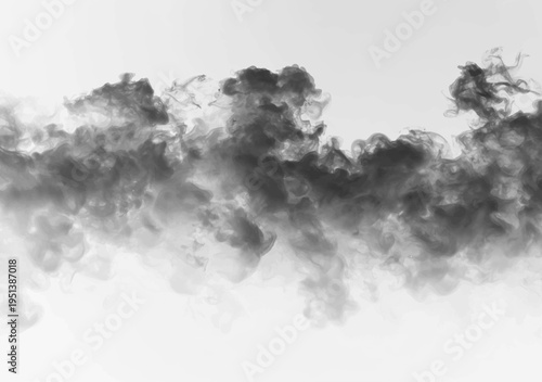 Realistic smoke dark spreads outward with detailed texture on transparent background. The edges fade naturally. Great for visual effects and compositing.