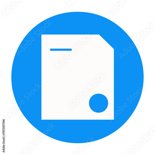 Blue circular illustration showing a vector icon of a floppy disk