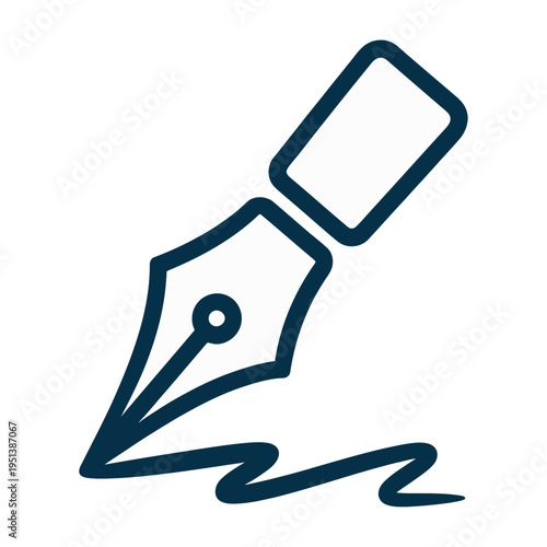 Vector of a fountain pen with a sleek design and ink flowing smoothly