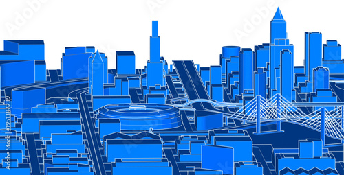 modern city panorama 3d illustration