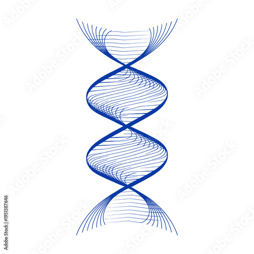 Blue vector of a dna double helix structure with intricate lines