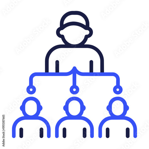 Vector of a hierarchical structure with one leader overseeing three subordinates.