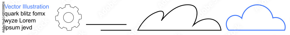 Obraz premium Technology evolution, cloud computing, innovation, data storage, digital transformation, abstract ideas. Gear icon transforming into cloud outline. Technology evolution and cloud computing concept