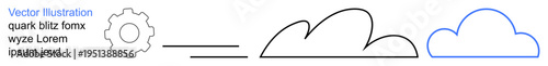 Technology evolution, cloud computing, innovation, data storage, digital transformation, abstract ideas. Gear icon transforming into cloud outline. Technology evolution and cloud computing concept