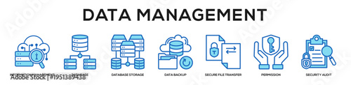 Blue - Data Management web banner icon vector illustration concept