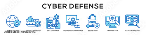 Blue - Cyber Defense web banner icon vector illustration concept