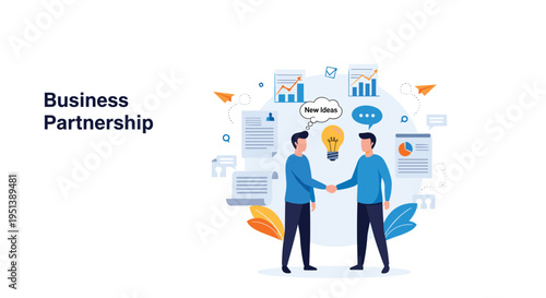 Two professional businessmen shaking hands to finalize a successful business partnership and share innovative ideas.