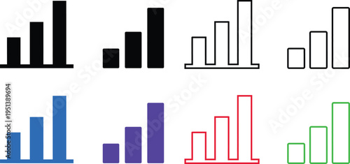 Collection of various bar graphs in different colors and styles
