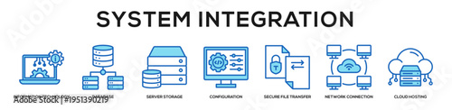 Blue - System Integration web banner icon vector illustration concept