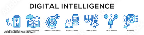 Blue - Digital Intelligence web banner icon vector illustration concept