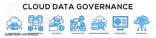 Blue - Cloud Data Governance web banner icon vector illustration concept