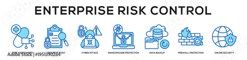 Blue - Enterprise Risk Control web banner icon vector illustration concept