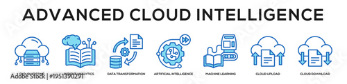 Blue - Advanced Cloud Intelligence web banner icon vector illustration concept
