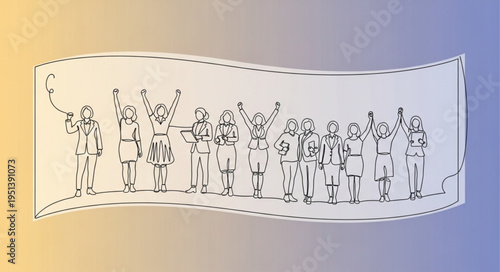 Diverse group of people celebrating together with raised hands.