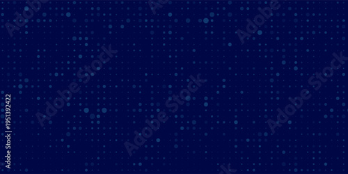 Digital glowing pixels matrix pattern on dark blue background. Abstract backdrop of glittering dots for FinTech presentation, blockchain or data scientist concept. Vector illustration.